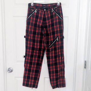 Morbid Threads Plaid Punk Pants With Zippers